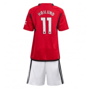 Manchester United Rasmus Hojlund #11 Replica Home Stadium Kit for Kids 2023-24 Short Sleeve (+ pants)